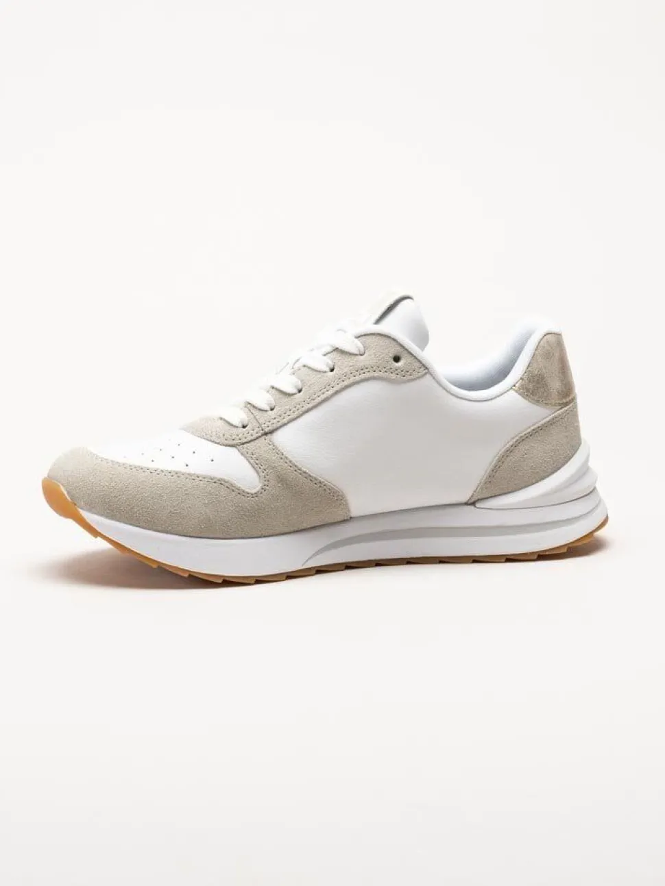 Rieker - Vit beige sneakers i skinn och mocka
