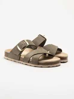 Rohde - Elba - Olivgröna slip in sandaler i nubuck