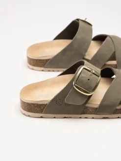 Rohde - Elba - Olivgröna slip in sandaler i nubuck