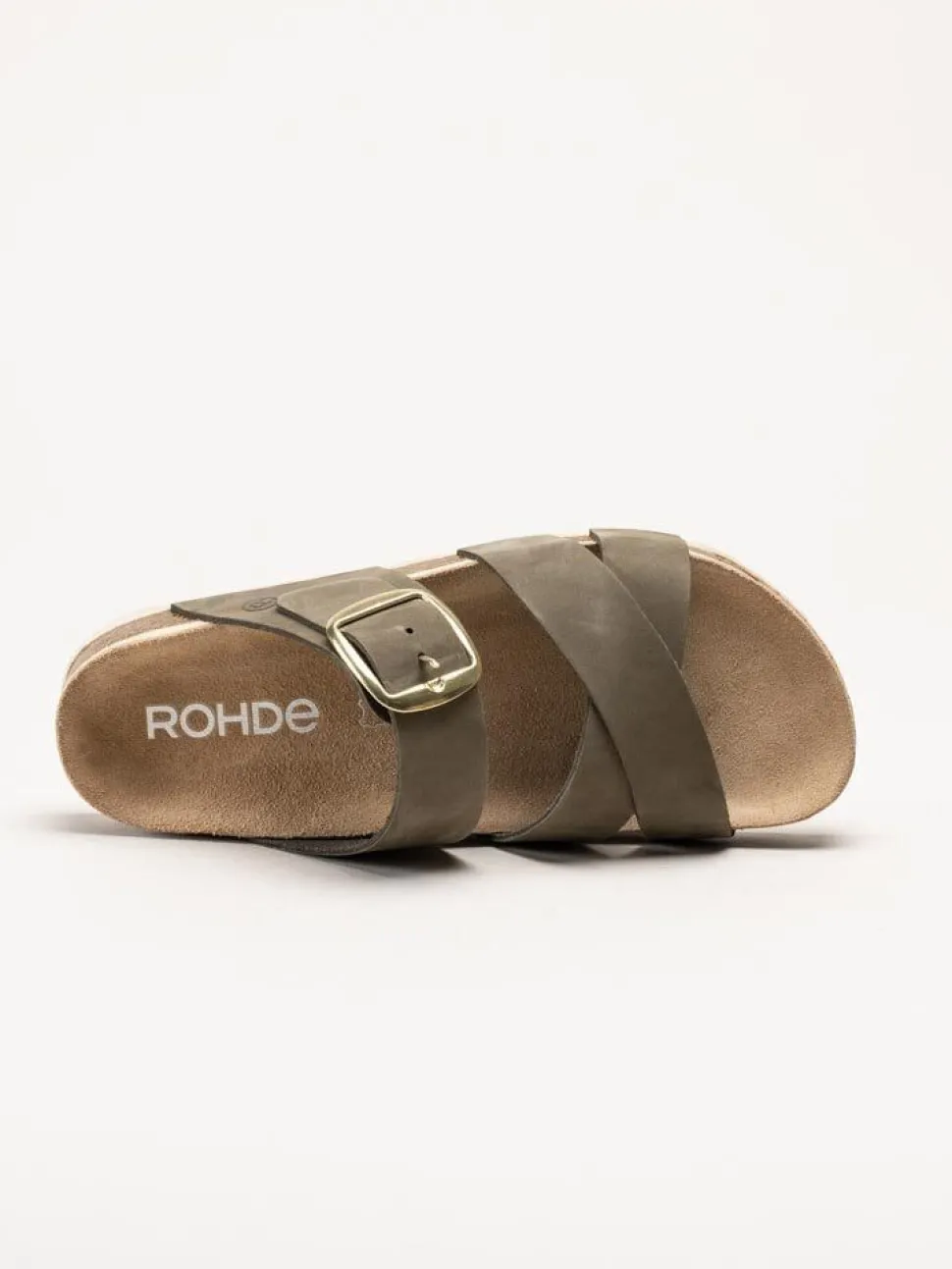 Rohde - Elba - Olivgröna slip in sandaler i nubuck