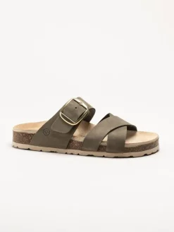 Rohde - Elba - Olivgröna slip in sandaler i nubuck