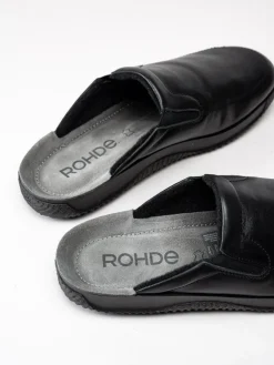 Rohde - Svarta slip in tofflor i skinn