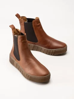 Rosa Negra - Bruna fodrade chelsea boots i skinn