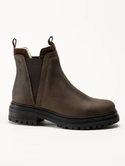 Rosa Negra - Bruna fodrade chelsea boots i oljad nubuck