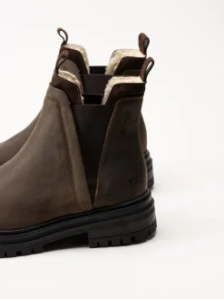 Rosa Negra - Bruna fodrade chelsea boots i oljad nubuck