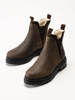 Rosa Negra - Bruna fodrade chelsea boots i oljad nubuck