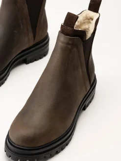 Rosa Negra - Bruna fodrade chelsea boots i oljad nubuck