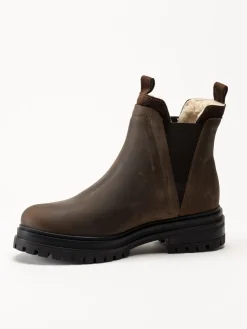 Rosa Negra - Bruna fodrade chelsea boots i oljad nubuck