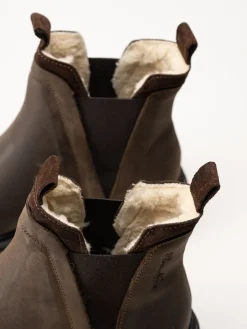 Rosa Negra - Bruna fodrade chelsea boots i oljad nubuck
