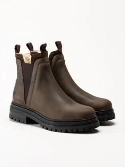 Rosa Negra - Bruna fodrade chelsea boots i oljad nubuck