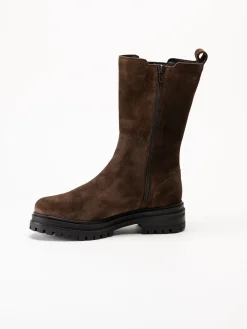 Rosa Negra - Bruna höga resårboots i mocka