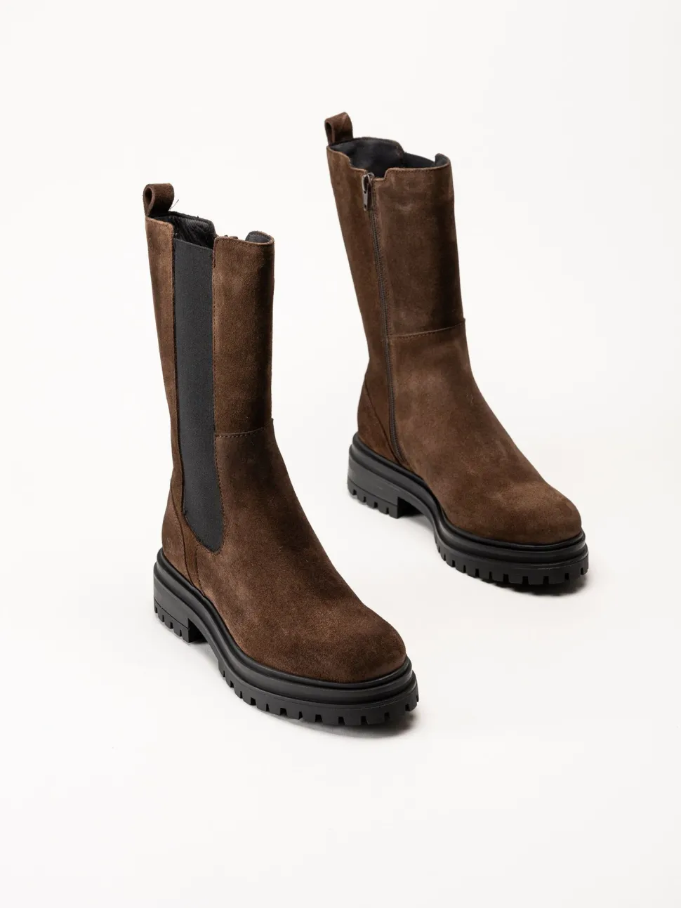 Rosa Negra - Bruna höga resårboots i mocka