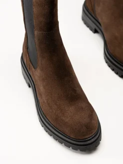 Rosa Negra - Bruna höga resårboots i mocka