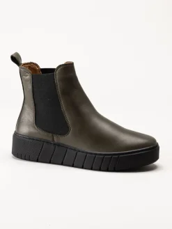 Rosa Negra - Gröna fodrade chelsea boots i skinn
