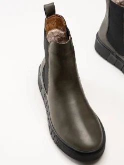 Rosa Negra - Gröna fodrade chelsea boots i skinn