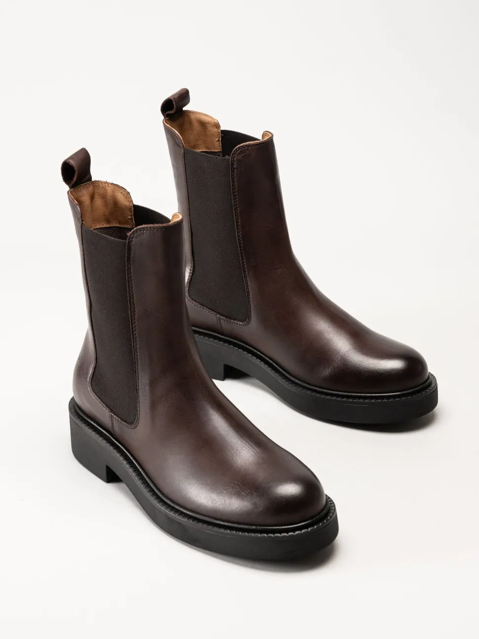 Rosa Negra - Mörkbruna chelsea boots i skinn