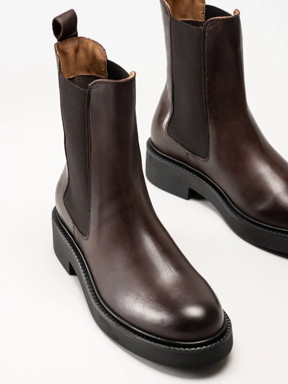 Rosa Negra - Mörkbruna chelsea boots i skinn