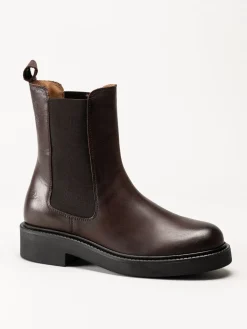 Rosa Negra - Mörkbruna chelsea boots i skinn