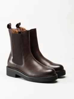 Rosa Negra - Mörkbruna chelsea boots i skinn