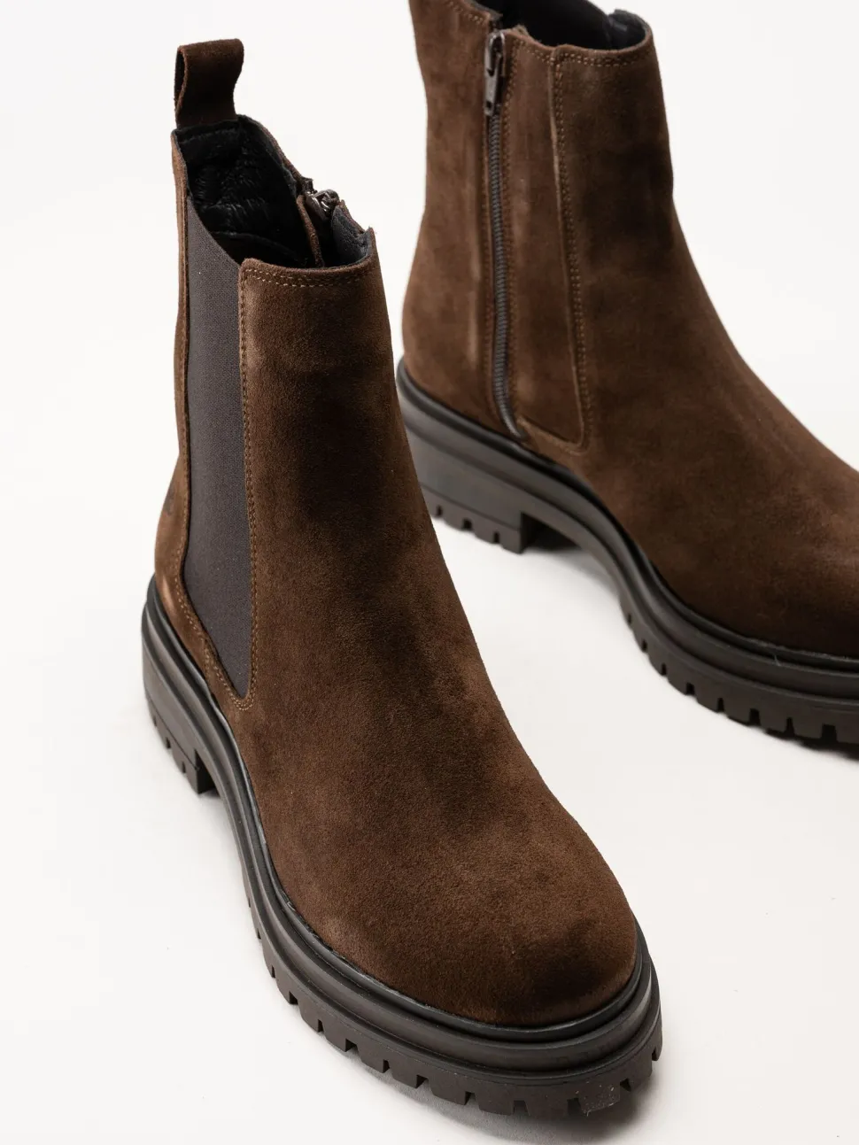 Rosa Negra - Mörkbruna chelsea boots i mocka