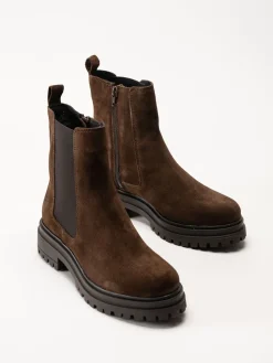 Rosa Negra - Mörkbruna chelsea boots i mocka