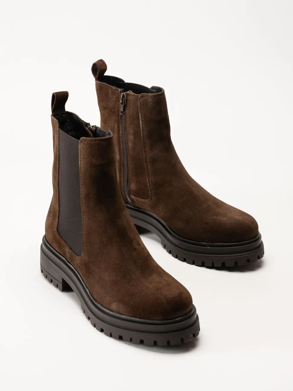 Rosa Negra - Mörkbruna chelsea boots i mocka