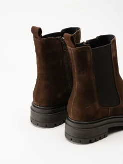 Rosa Negra - Mörkbruna chelsea boots i mocka