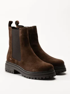 Rosa Negra - Mörkbruna chelsea boots i mocka
