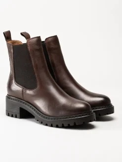 Rosa Negra - Mörkbruna chelsea boots i skinn