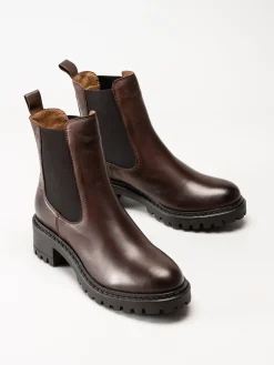 Rosa Negra - Mörkbruna chelsea boots i skinn