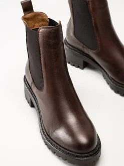 Rosa Negra - Mörkbruna chelsea boots i skinn