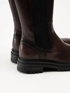 Rosa Negra - Mörkbruna höga resårboots i skinn