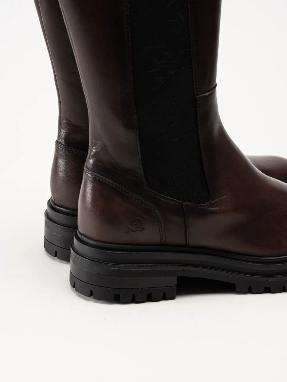 Rosa Negra - Mörkbruna höga resårboots i skinn