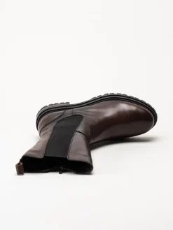 Rosa Negra - Mörkbruna höga resårboots i skinn
