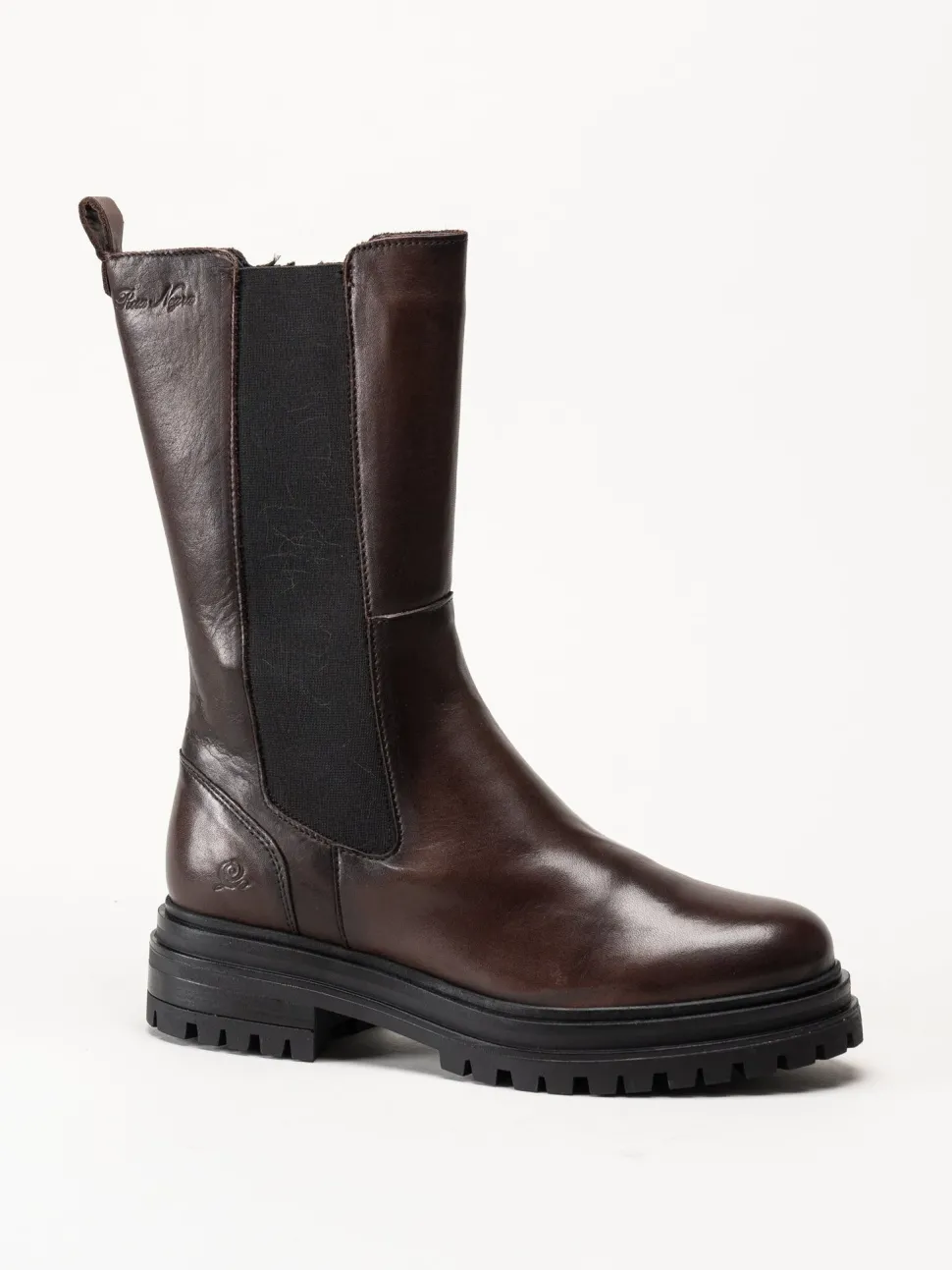 Rosa Negra - Mörkbruna höga resårboots i skinn