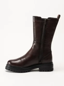 Rosa Negra - Mörkbruna höga resårboots i skinn