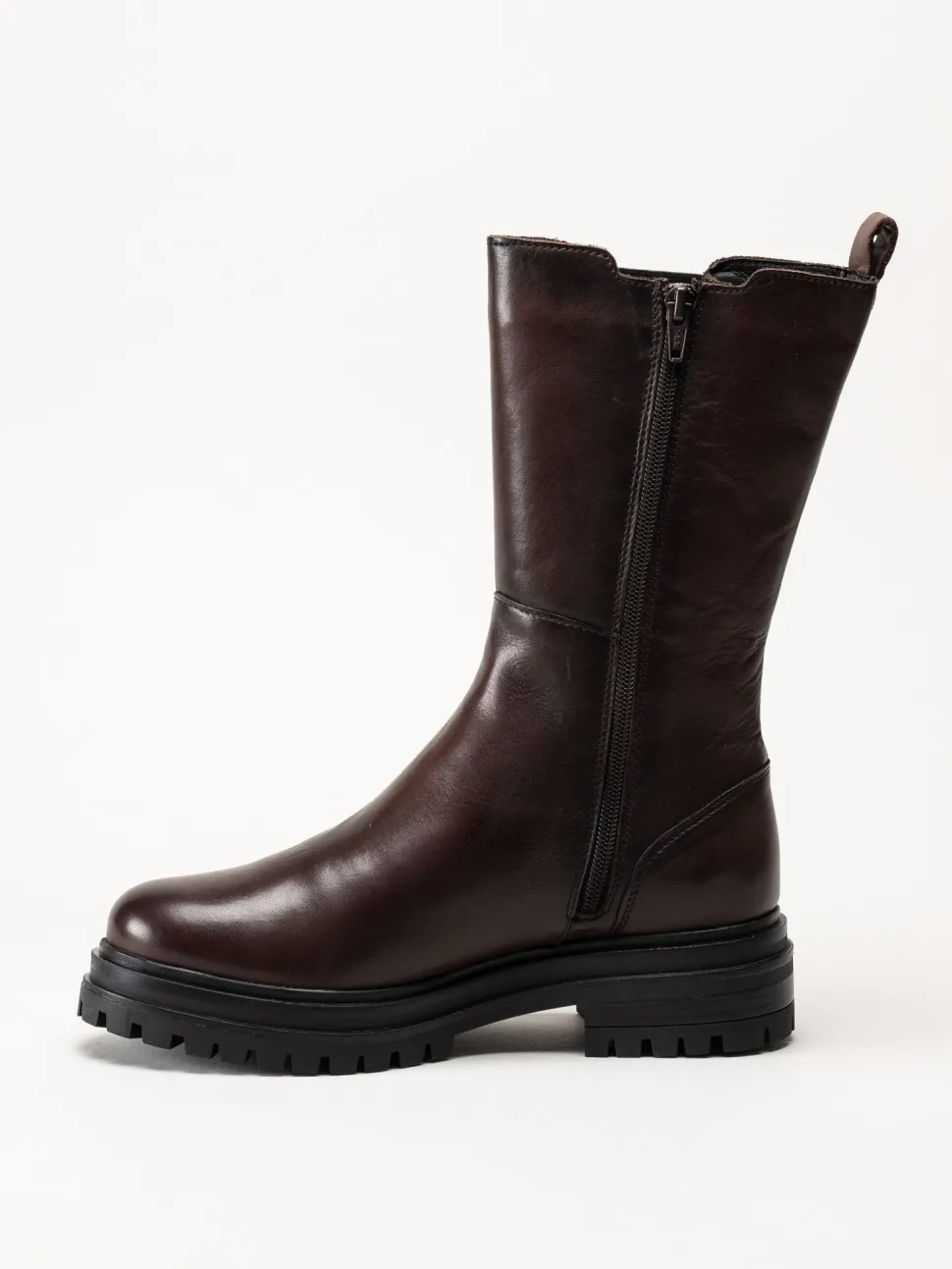 Rosa Negra - Mörkbruna höga resårboots i skinn