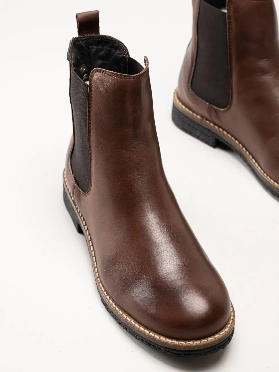 Rosa Negra - Mörkbruna ullfodrade chelsea boots