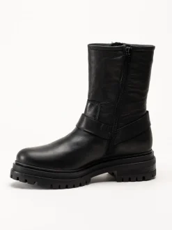 Rosa Negra - Svarta bikerboots i skinn