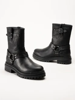Rosa Negra - Svarta bikerboots i skinn