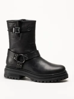 Rosa Negra - Svarta bikerboots i skinn
