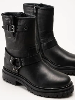 Rosa Negra - Svarta bikerboots i skinn