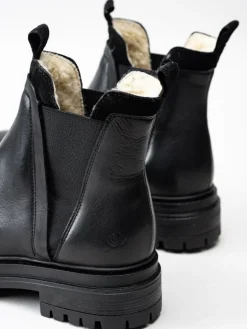 Rosa Negra - Svarta fodrade chelsea boots i skinn