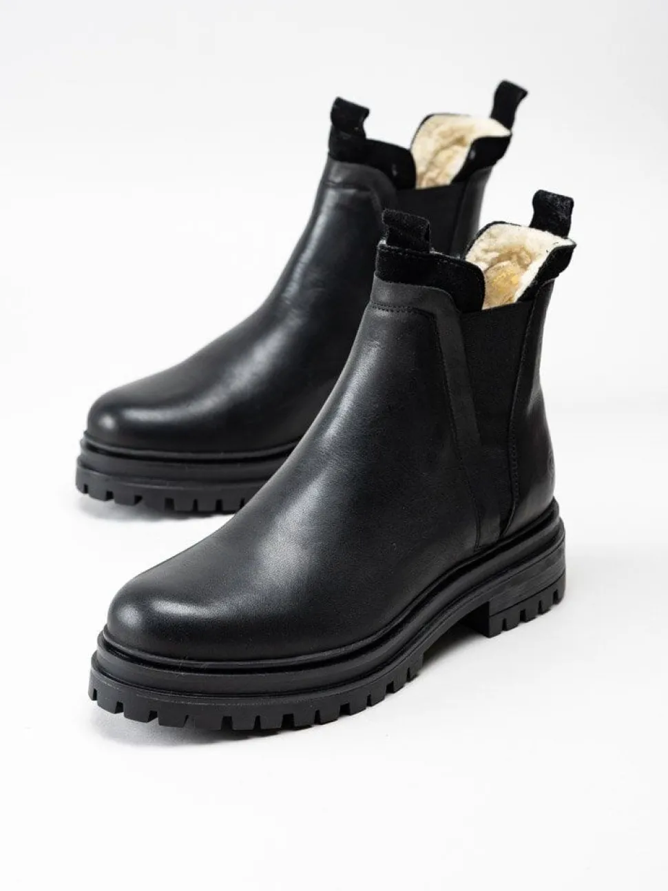 Rosa Negra - Svarta fodrade chelsea boots i skinn