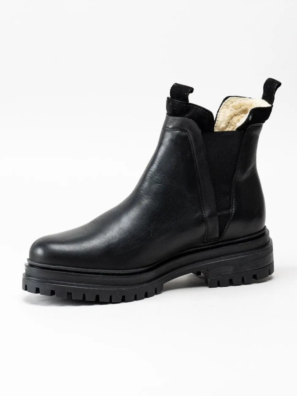 Rosa Negra - Svarta fodrade chelsea boots i skinn