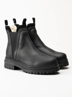 Rosa Negra - Svarta fodrade chelsea boots i oljad nubuck