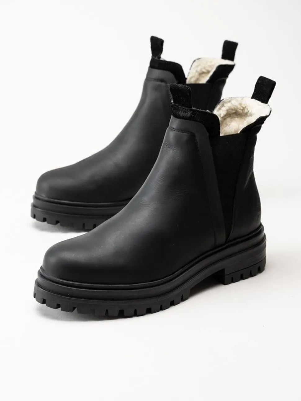 Rosa Negra - Svarta fodrade chelsea boots i oljad nubuck