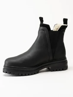 Rosa Negra - Svarta fodrade chelsea boots i oljad nubuck