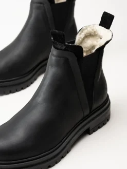 Rosa Negra - Svarta fodrade chelsea boots i oljad nubuck