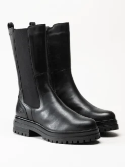 Rosa Negra - Svarta höga resårboots i skinn